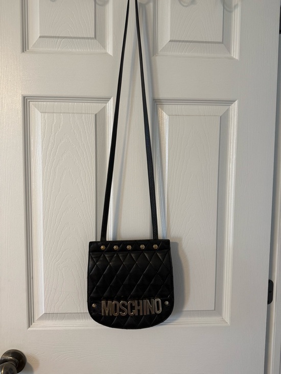 Moschino Handbags - Moschino Black Quilted Crossbody with Gold Logo